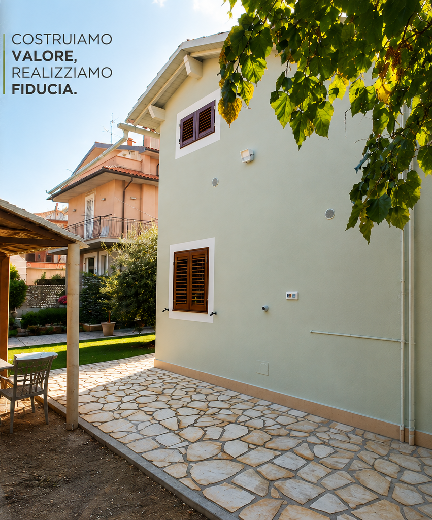 Ricostruzione vialetto e tinteggio facciata